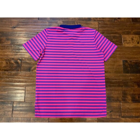 RLX Ralph Lauren Blue Pink Striped Short Sleeve Polo Shirt, Size L - Picture 4 of 4